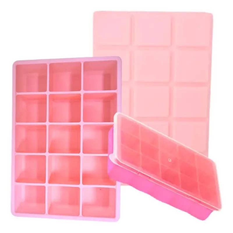 Forma Gelo Silicone Cubos Drink Papinha Fruta Tampa Sortida