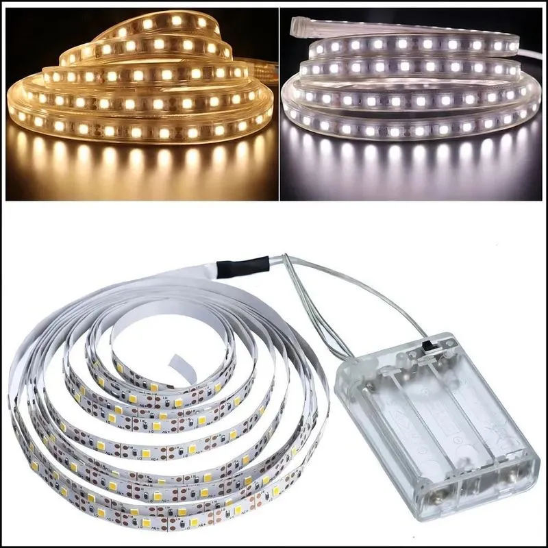 10x Fio Fita Led Autoadesiva Luz 2m 120 Leds Pilha Amarelo