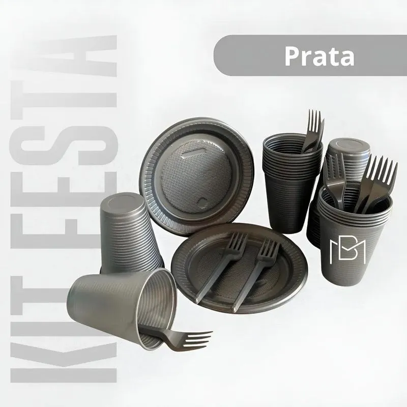 Kit Descartáveis Festa Copo Pratinho Garfinho Colorido 5 Pra