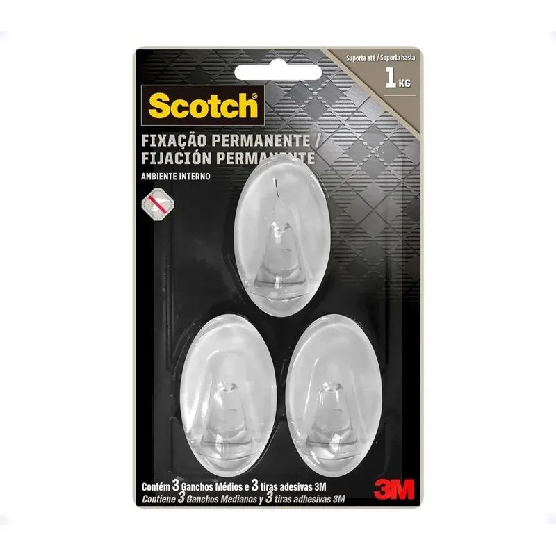 2x Gancho Adesivo De Parede 3m Scotch Multiuso Escolha P M E