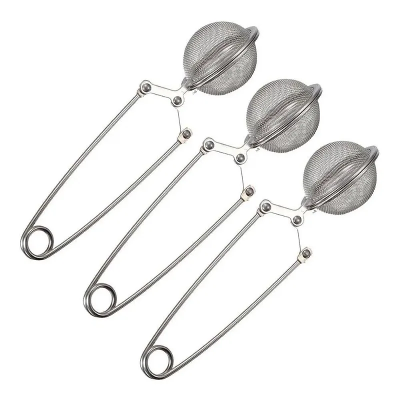 3x Kit 3 Infusores De Chá Inox Coador E Peneira De Ervas Lux