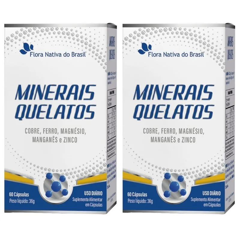 KIT 2X Minerais Quelatos 60 cápsulas - Flora Nativa