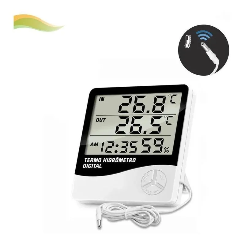 2x Termo Higrômetro Sensor Medidor Temperatura Digital Exter