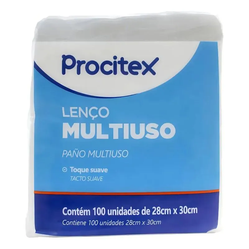 Lenço Banho Multiuso Procitex 28x30cm C/100un Cremer Nome Do