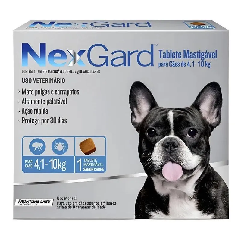 Antipulgas E Carrapatos Nexgard 4 A 10kg Com 1 Comp Nex Gard