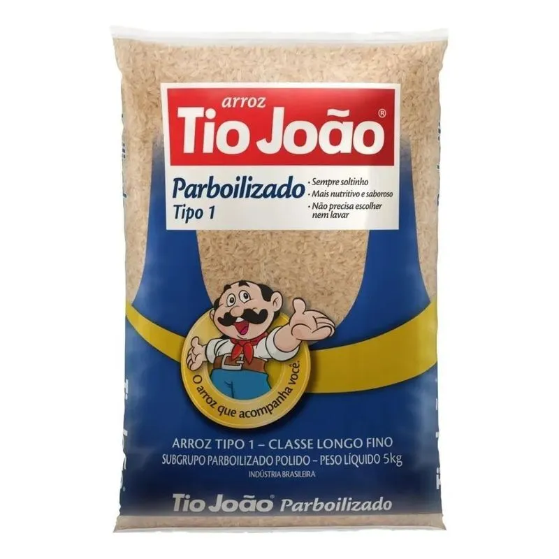 5x Arroz Parboilizado Tipo 1 Tio João Pacote 5kg