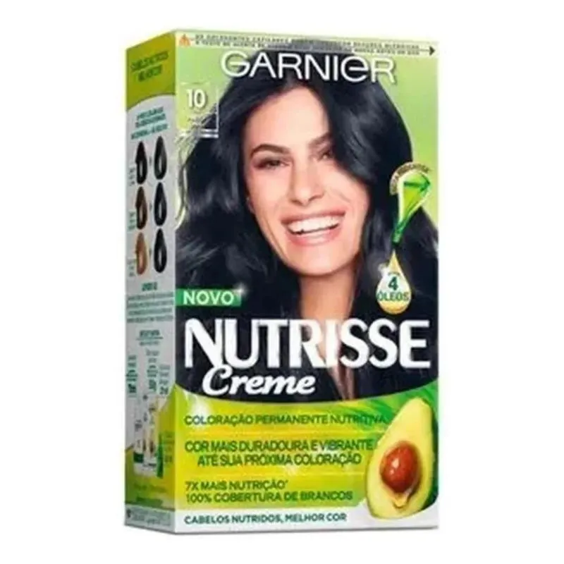 10x Coloração Nutrisse 10 Preto Ônix - Garnier
