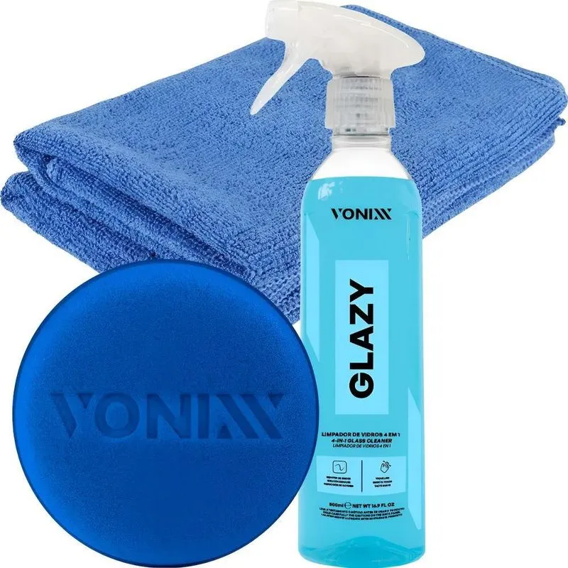 Kit Limpa Vidros 4 Em 1 Toalha Microfibra Aplicador Vonnix
