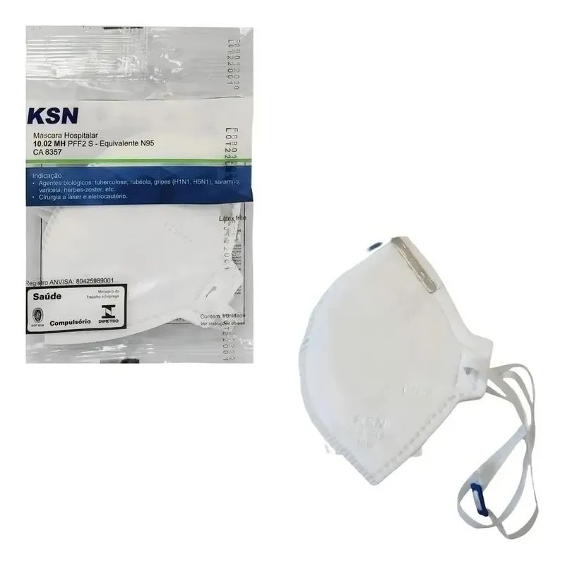 Máscara Hospitalar N95 PFF2 KSN-PCT C/10 Reg Anvisa-Inmetro
