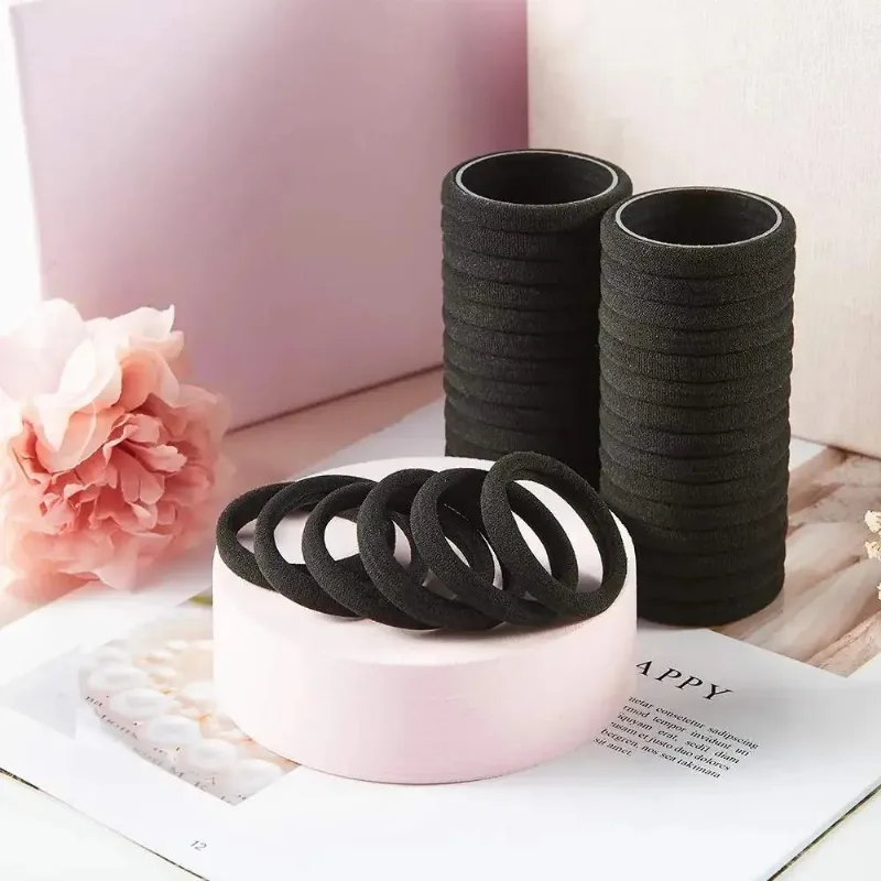Kit 100 Elástico Xuxinha De Cabelo Sem Metal Ma Preto