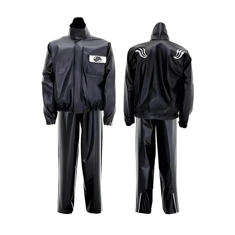 Capa Roupa De Chuva Moto Alba Europa Pvc 100% Impermeá Preto