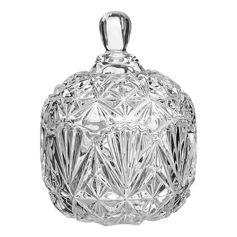 5x Bomboniere De Vidro Relevo Tampa Cristal Isabela Hauskraf