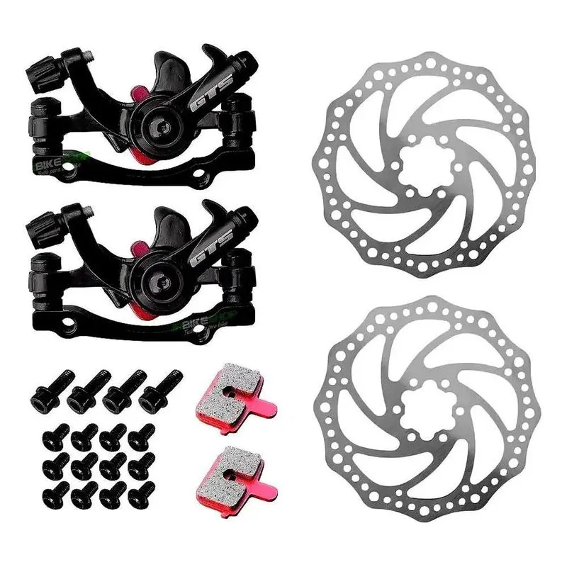 Kit Freio Disco Mecânico Gts Disco Pinça Rotor 160 Aro 26 29