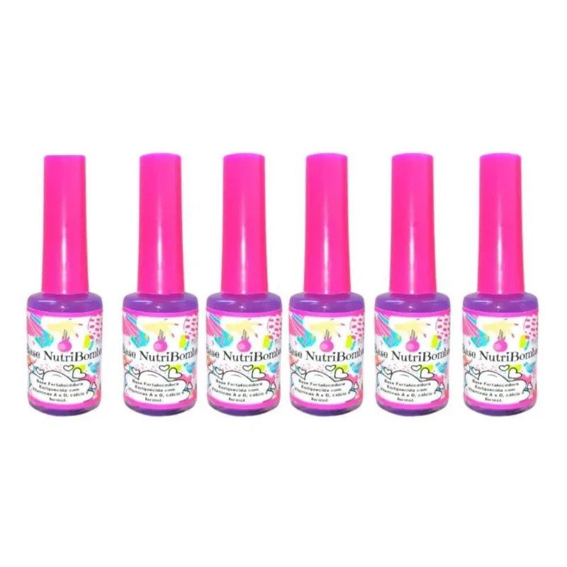 2x 6 Esmalte Base Nutri Bomba Fortalecedora De Unhas