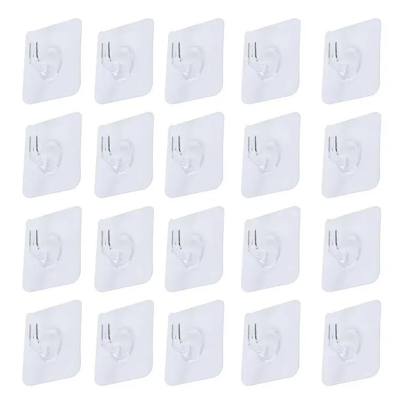 10x Kit 20 Peças Ganchos De Parede Adesivos Transparente Ca