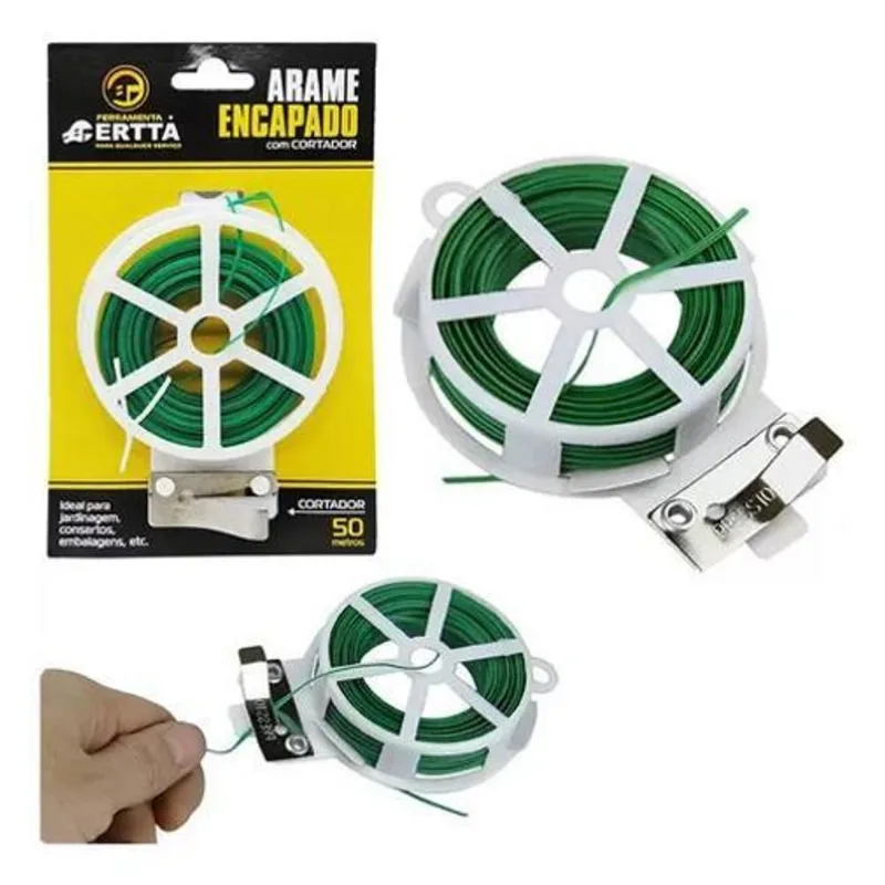 10x Rolo 50m Arame Encapado Para Jardinagem E Plantas C/cor
