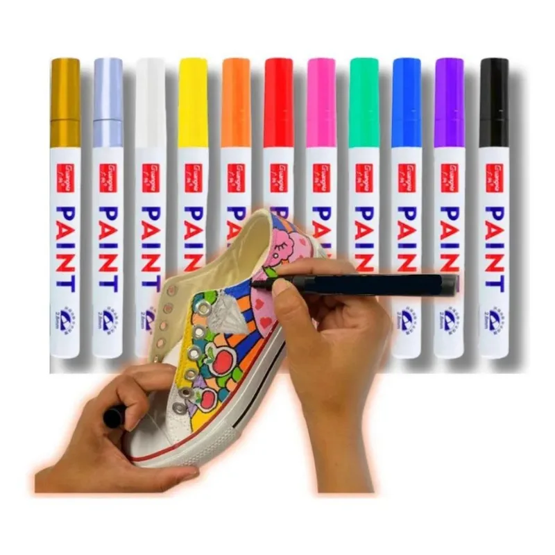 Kit 12 Canetas Permanente Tinta Óleo Pneu Tecido Vidro Tenis