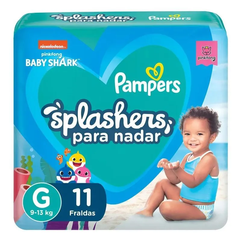 Fralda Para Nadar Pampers Splashers Baby Shark Tamanho G 11