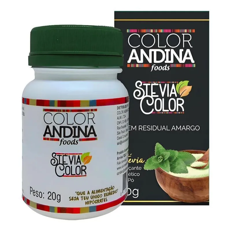 Color Andina Foods Adoçante Stevia Em Pó Pote 20gr Sem Sab