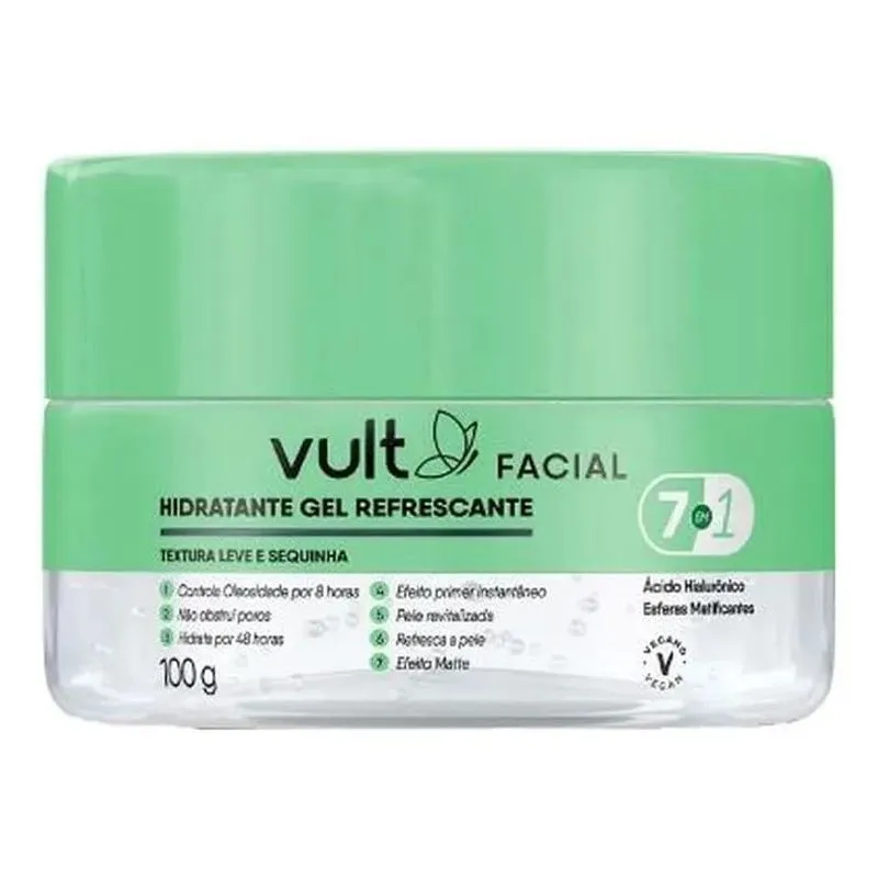 5x Creme Hidratante Facial Skincare Gel Refrescante Vult 100