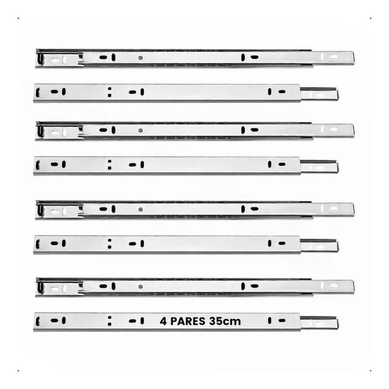 4 Pares Corrediça 35cm Corrediça Telescópica Trilho Para Gav