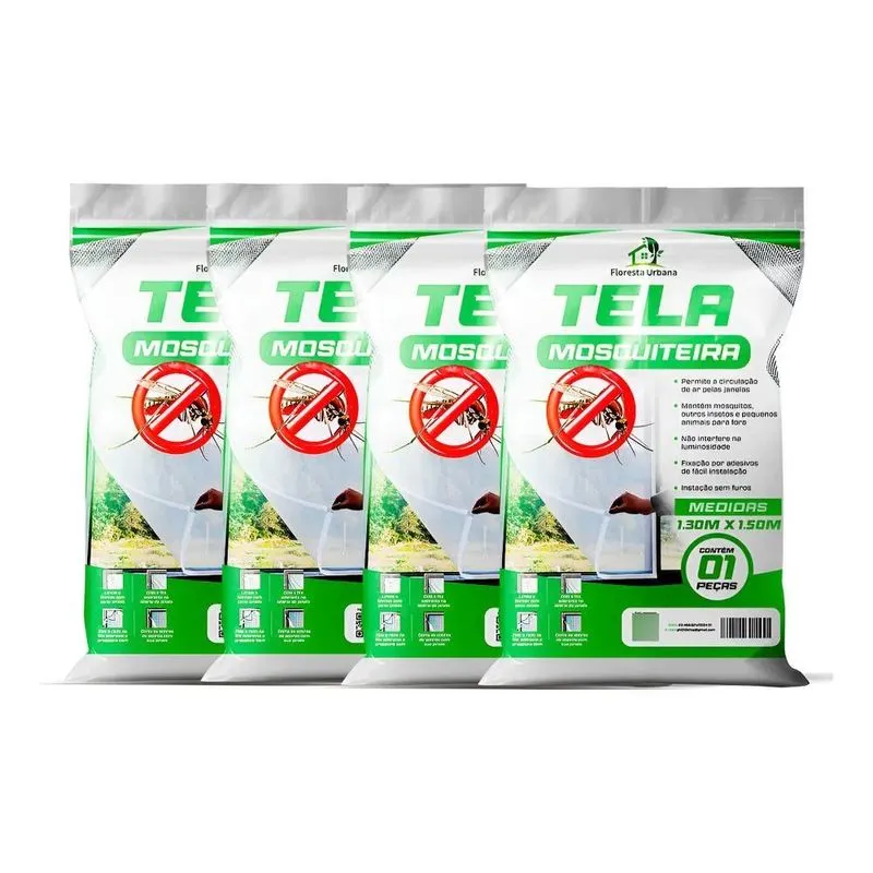 Kit 4 Telas Mosquiteira Janela Anti-inseto Para Mosquito Pro