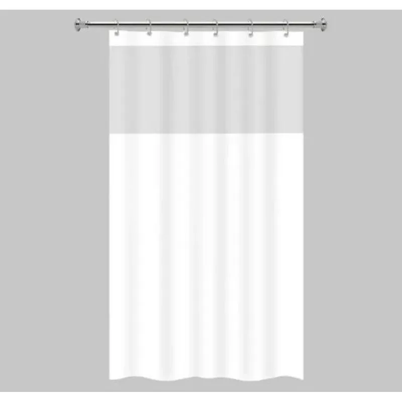 Cortina Box Pvc Antimofo Visor Preto 1,38x1,98m - B - Branco