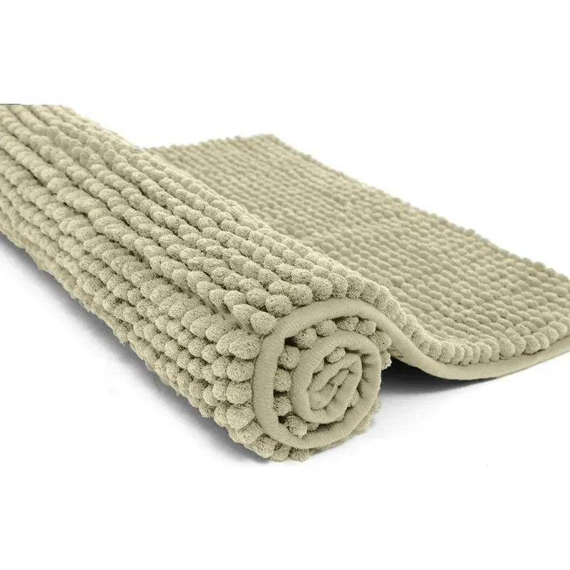 Tapete Banheiro Macarrão Antiderrapante Macio Absorv - Cáqui