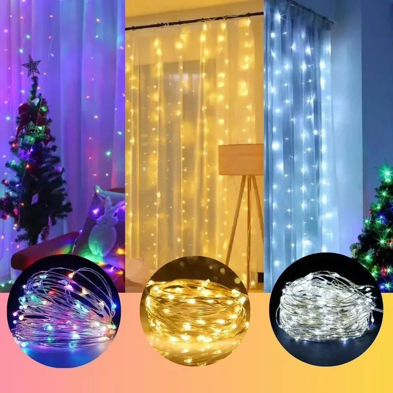 Cortina Led 3x3m 300 Leds: Encanto - Branco Quente 127/220v