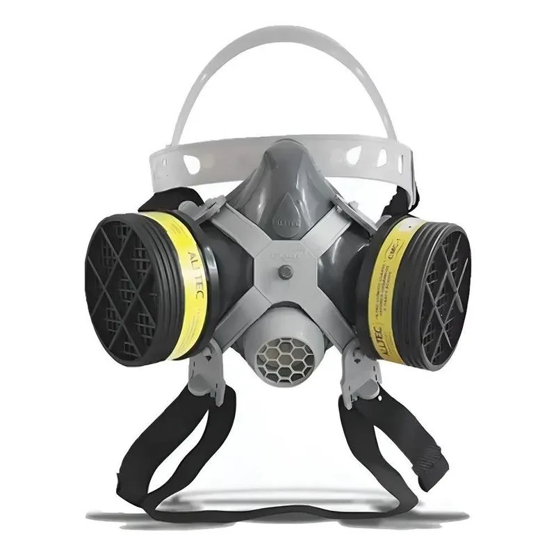 Máscara Facial Respirador Com 2 Filtros Gases Ácidos Vapores