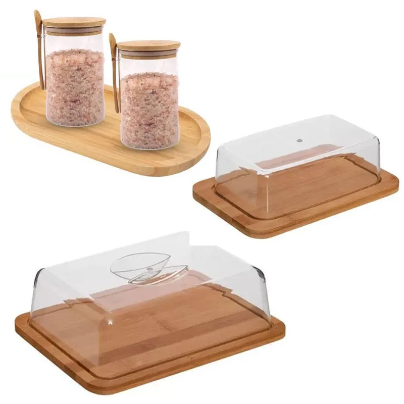 Kit Manteigueira +porta Frios + 2 Porta Condimento E Bandeja