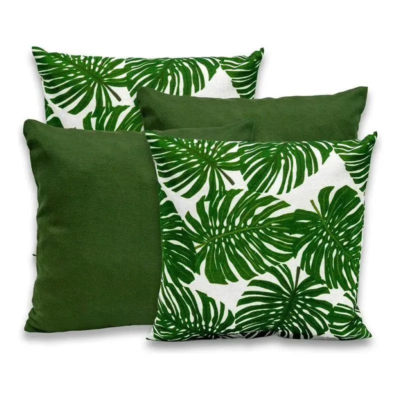 Kit 4 Capas Almofada Decor 40x40 G - Costela De Adão / Verde