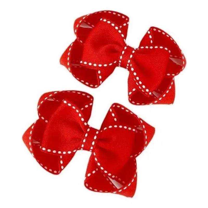 10x Parzinho De Laço De Cabelo Infantil Liso Tamanho M Pres