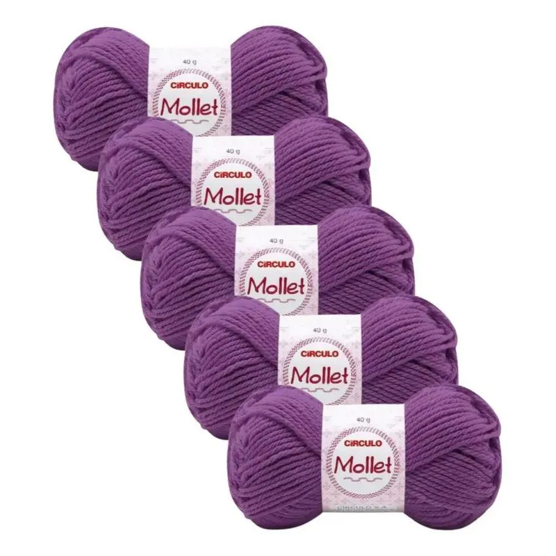 Fio Ideal Para Artesanato - Kit 5 Novelos Lã M 409 Ametista