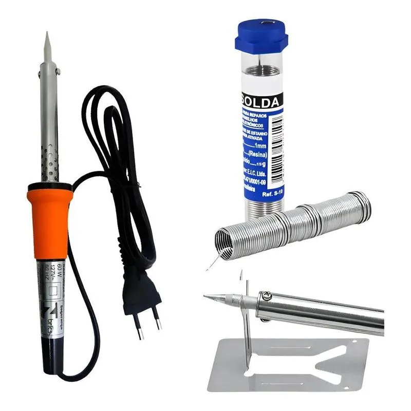 Ferro De Solda 60w + Estanho Kit Para Soldar