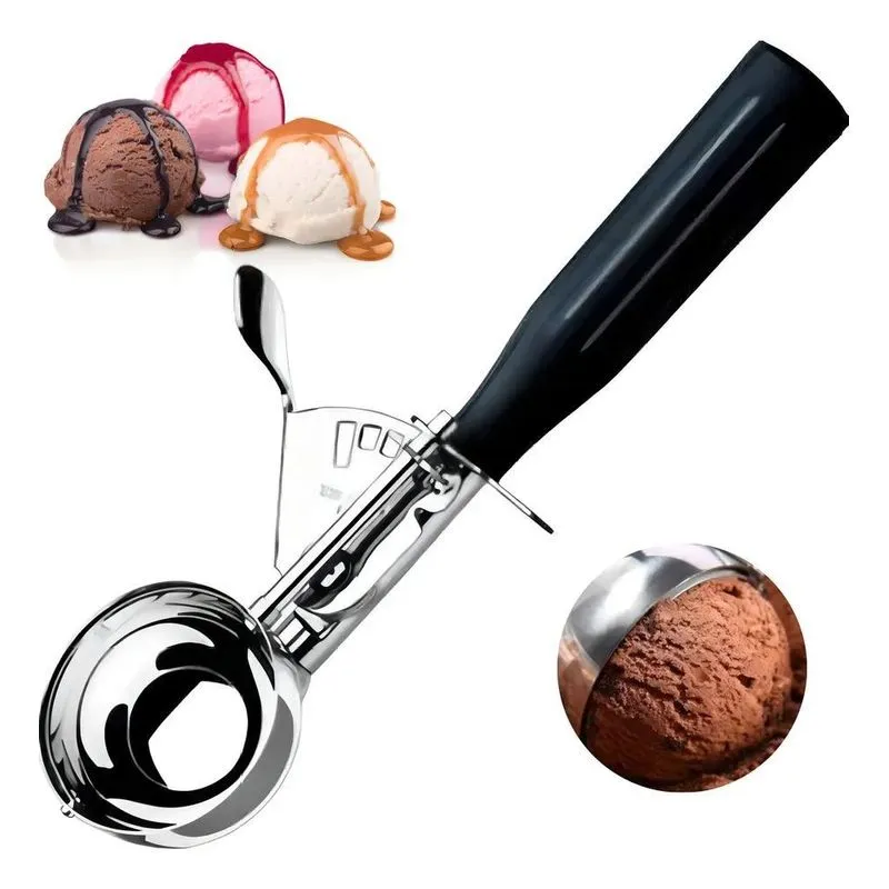 10x Colher De Sorvete Bola Com Ejetor 6 Cm Inox Profissional