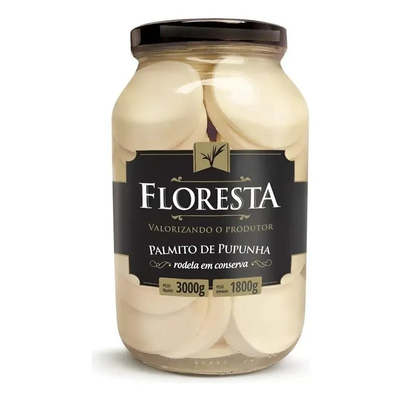 5x Palmito Pupunha Fatiado Rodela 1,8kg Em Vidro - Florest