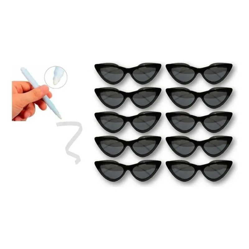 10x Kit 10 Óculos Gatinho Festas Casamentos Despedidas Pret