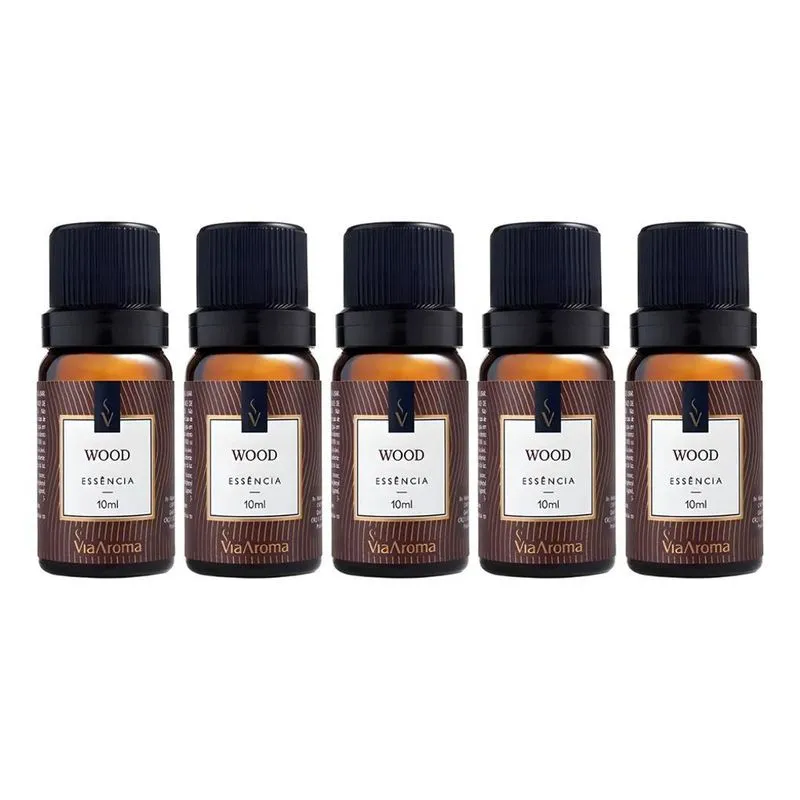 5 Essências Aromatizador Difusor Elétrico 10ml Via Aro Wood