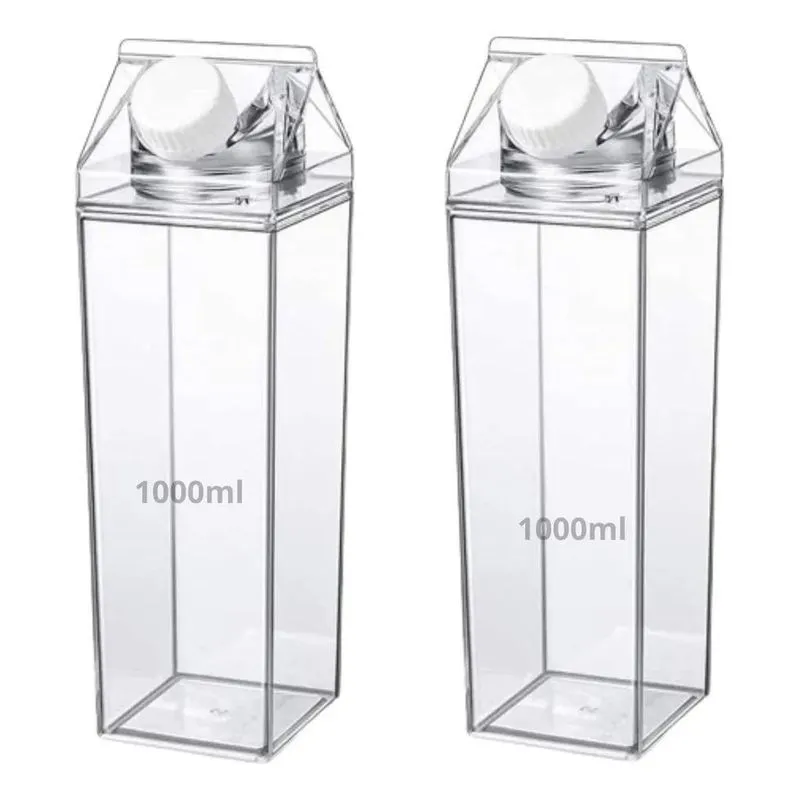 5x Kit 2 Garrafas Acrilico Plastico 1 Litro Suco Leite Agua