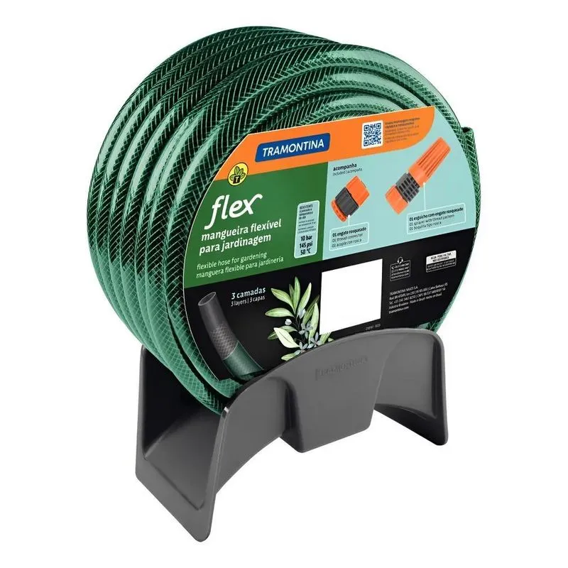 Mangueira Flex Para Jardim Tramontina Verde Em Pvc 3 Camadas