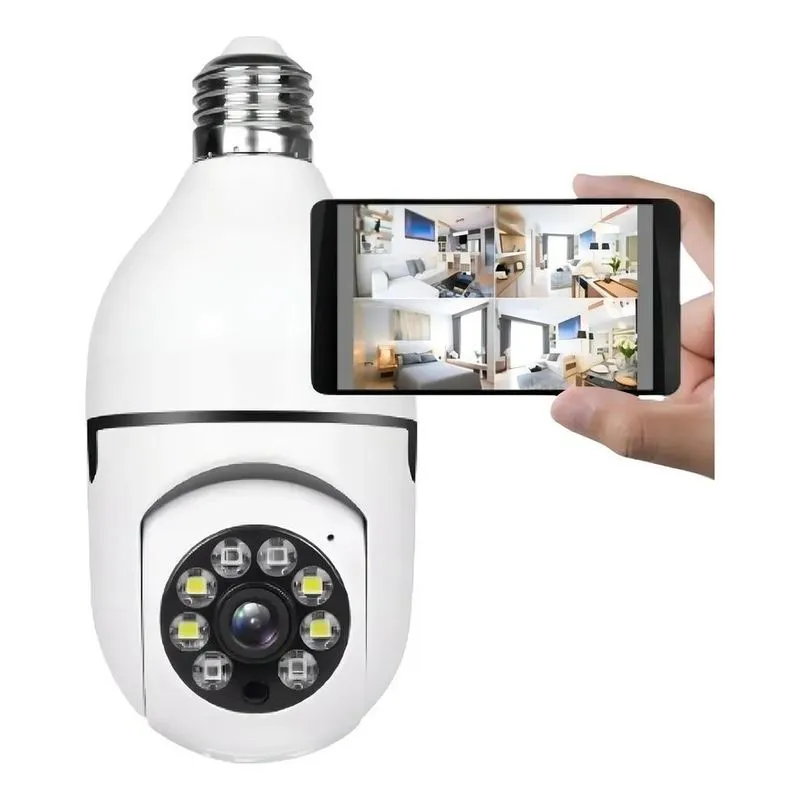 3x Câmera Segurança Lâmpada Ip Wifi 360 Visão Noturna Yoos