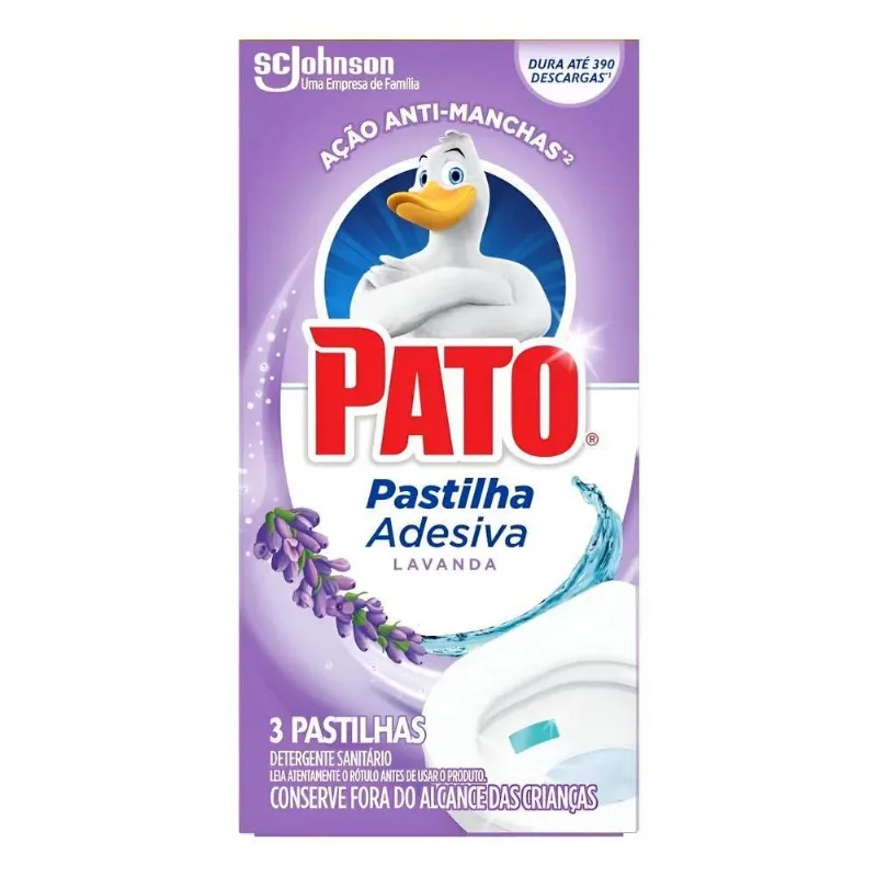 Desodorizador Sanitário Pato Pastilha Adesiva Lavanda 3 Unid