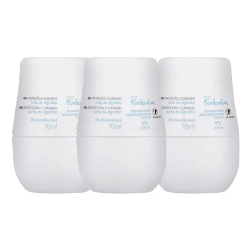 10x Natura Roll-on Leite De Algodão 70ml Kit C/03 Un. Todod