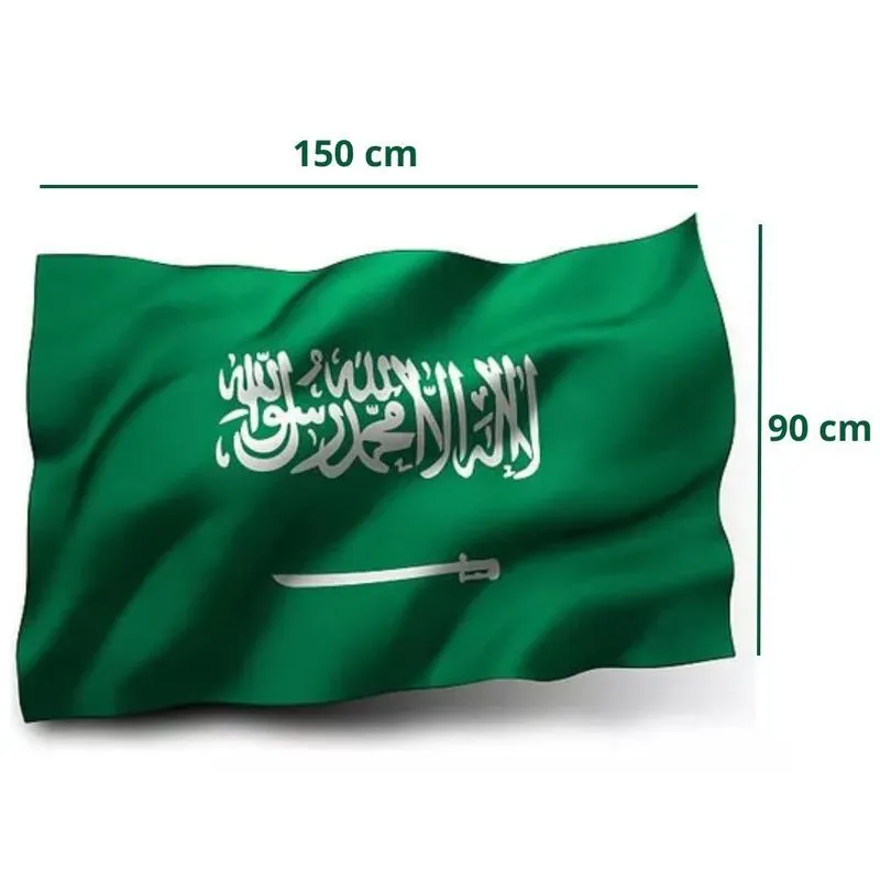 Bandeira Arábia Saudita 150x90 Cm Poliéster Oficial Envio Já