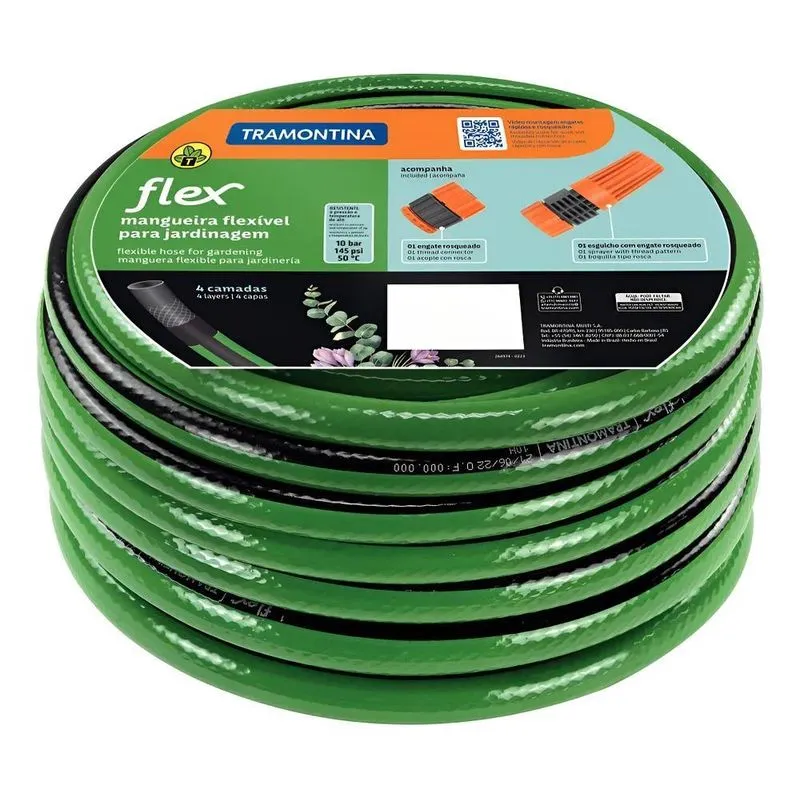 Mangueira Flex Para Jardim 20 Metros Tramontina Verde/Preta