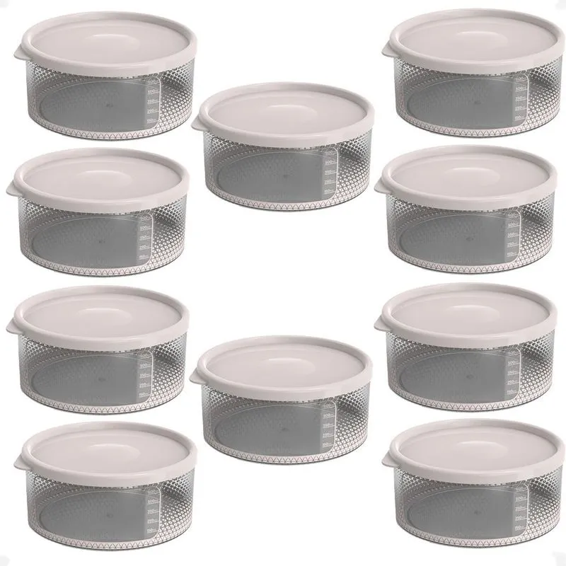 10 Pote Para Alimentos Transparente Redondo 700 Ml Com Tampa