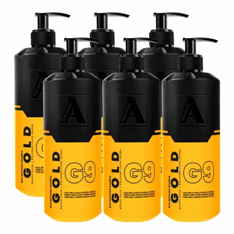 Kit 6x Balm Para Barba Hidratante Gold G9 200ml Alfa Looks