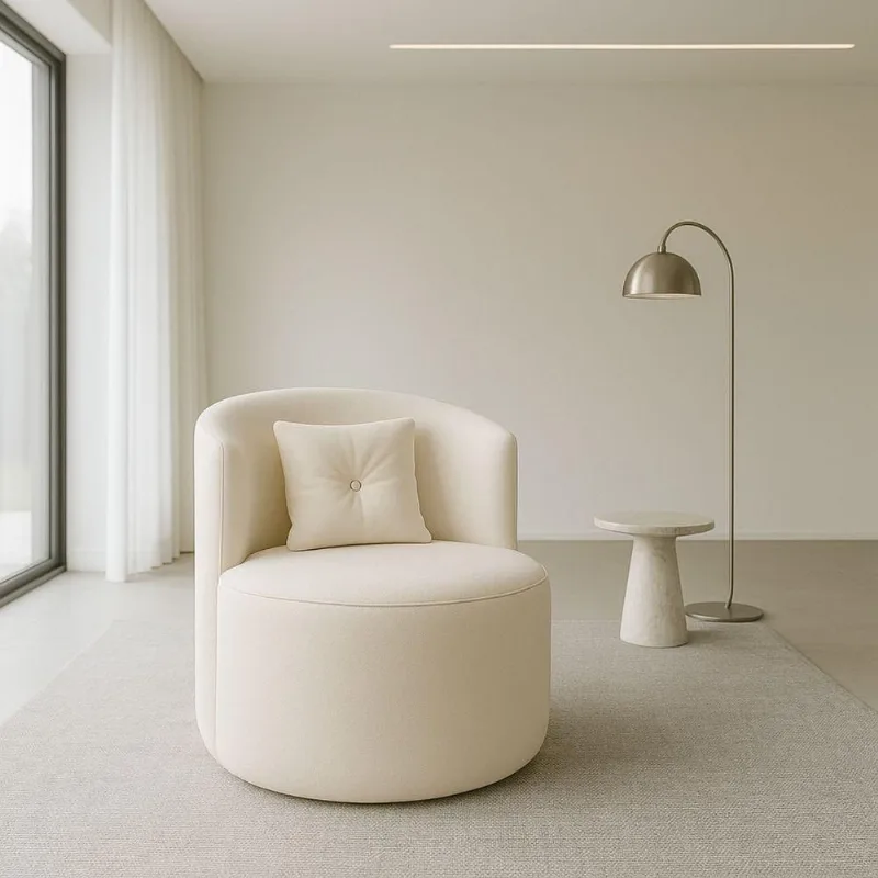 Poltrona Orgânica Redonda Para Sala Quarto Recepção Ayla Confortável Elegante Bouclê
