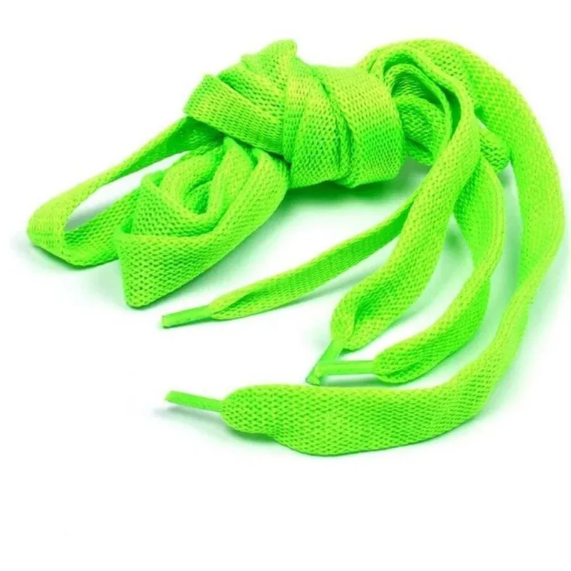 Par De Cadarço Chato Tradicional 120cm Verde Limão Neon